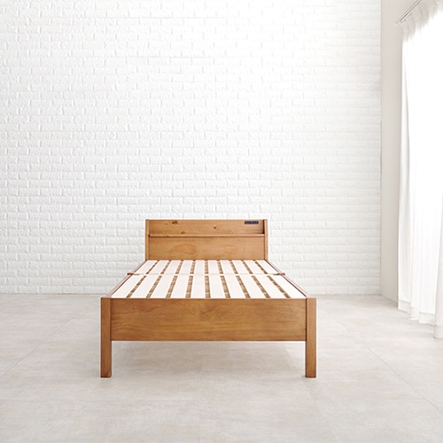 萩原 組立簡単 すのこベッド 宮棚付 シングル ライトブラウン MB-5096S-LBR 1台(ご注文単位1台)【直送品】