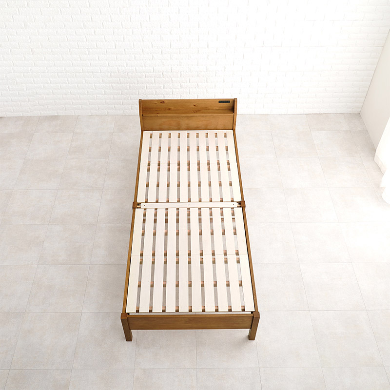 萩原 組立簡単 すのこベッド 宮棚付 シングル ライトブラウン MB-5096S-LBR 1台(ご注文単位1台)【直送品】