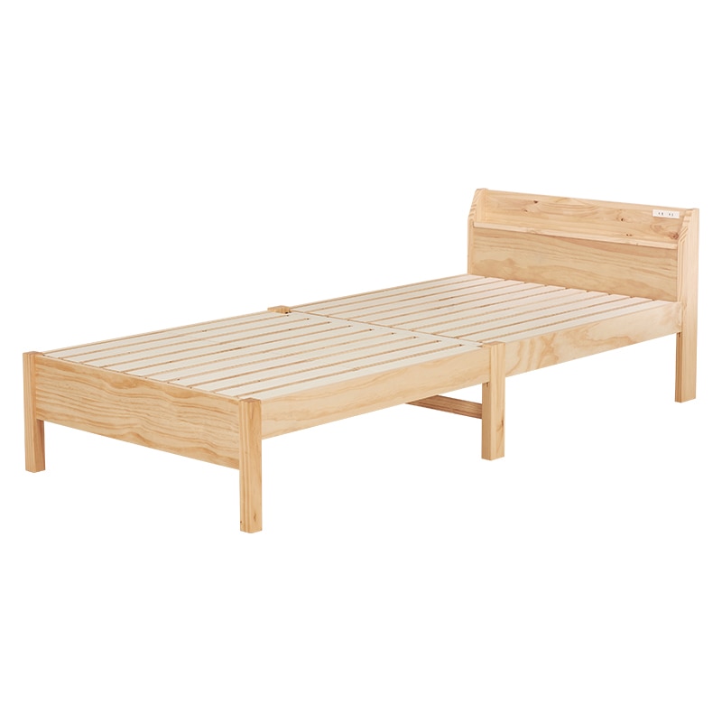 萩原 組立簡単 すのこベッド 宮棚付 シングル プレーンナチュラル MB-5096S-NA 1台(ご注文単位1台)【直送品】