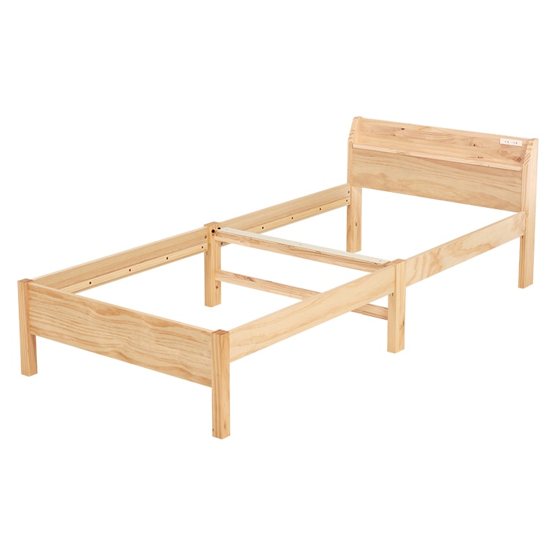 萩原 組立簡単 すのこベッド 宮棚付 シングル プレーンナチュラル MB-5096S-NA 1台(ご注文単位1台)【直送品】