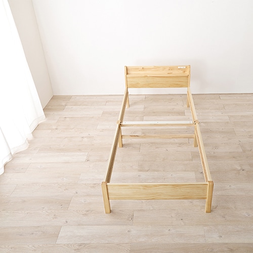 萩原 組立簡単 すのこベッド 宮棚付 シングル プレーンナチュラル MB-5096S-NA 1台(ご注文単位1台)【直送品】