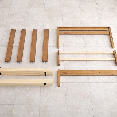 萩原 組立簡単 すのこベッド ボンネルコイルマットレス付 セミダブル ライトブラウン MB-5150SD+KM-3101 1台(ご注文単位1台)【直送品】