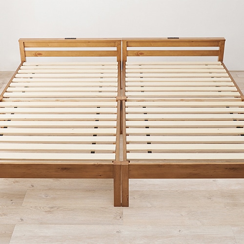 萩原 組立簡単 すのこベッド ボンネルコイルマットレス付 セミダブル ライトブラウン MB-5150SD+KM-3101 1台(ご注文単位1台)【直送品】