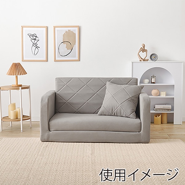萩原 ソファベッド　2人掛け　クッション付 グレー LSF-4888-2P-GY 1台（ご注文単位1台）【直送品】
