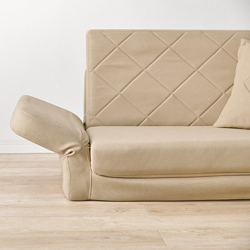 萩原 ソファベッド　2人掛け　肘リクライニング付 ベージュ LSF-4888G-2P-BE 1台（ご注文単位1台）【直送品】