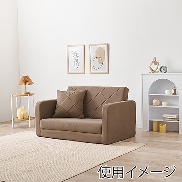 萩原 ソファベッド　2人掛け　肘リクライニング付 ブラウン LSF-4888G-2P-BR 1台（ご注文単位1台）【直送品】