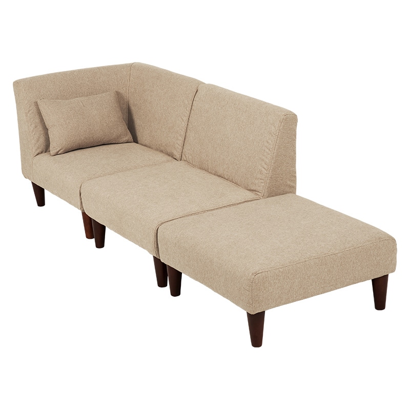 萩原 フラット　ユニットソファ　3点セット ベージュ フラットS-BE-3S 1セット（ご注文単位1セット）【直送品】