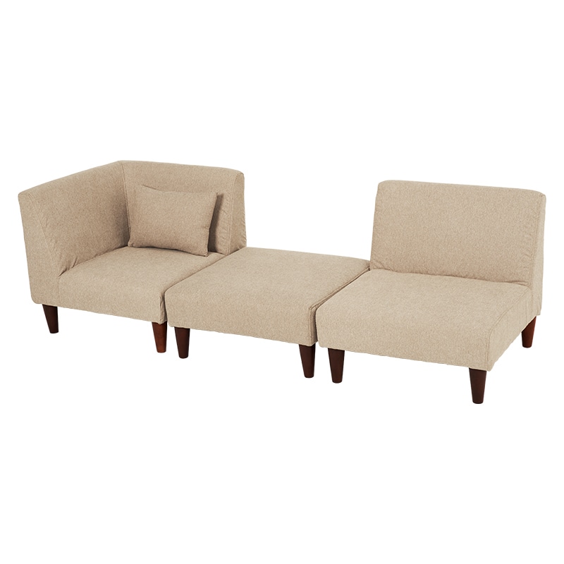 萩原 フラット　ユニットソファ　3点セット ベージュ フラットS-BE-3S 1セット（ご注文単位1セット）【直送品】