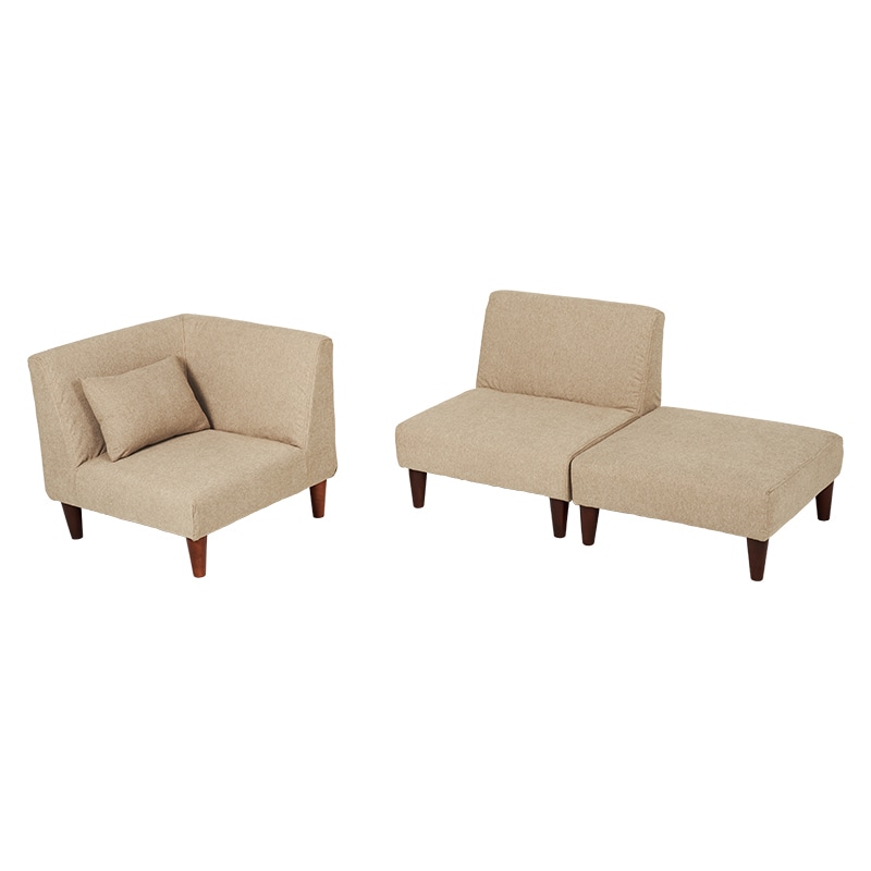 萩原 フラット　ユニットソファ　3点セット ベージュ フラットS-BE-3S 1セット（ご注文単位1セット）【直送品】