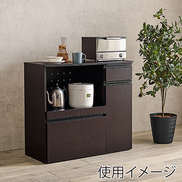 萩原 キッチンカウンター 収納庫タイプ 幅89cm ダークブラウン VKC-7155DBR 1台(ご注文単位1台)【直送品】