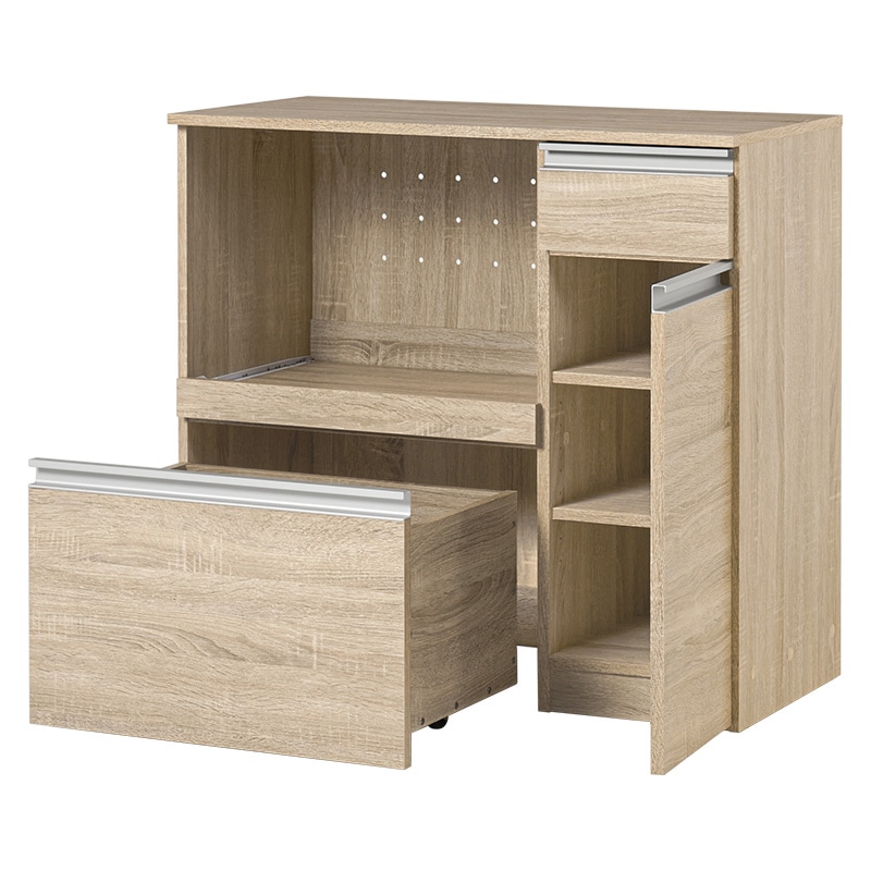 萩原 キッチンカウンター　収納庫タイプ　幅89cm ナチュラル VKC-7155NA 1台（ご注文単位1台）【直送品】