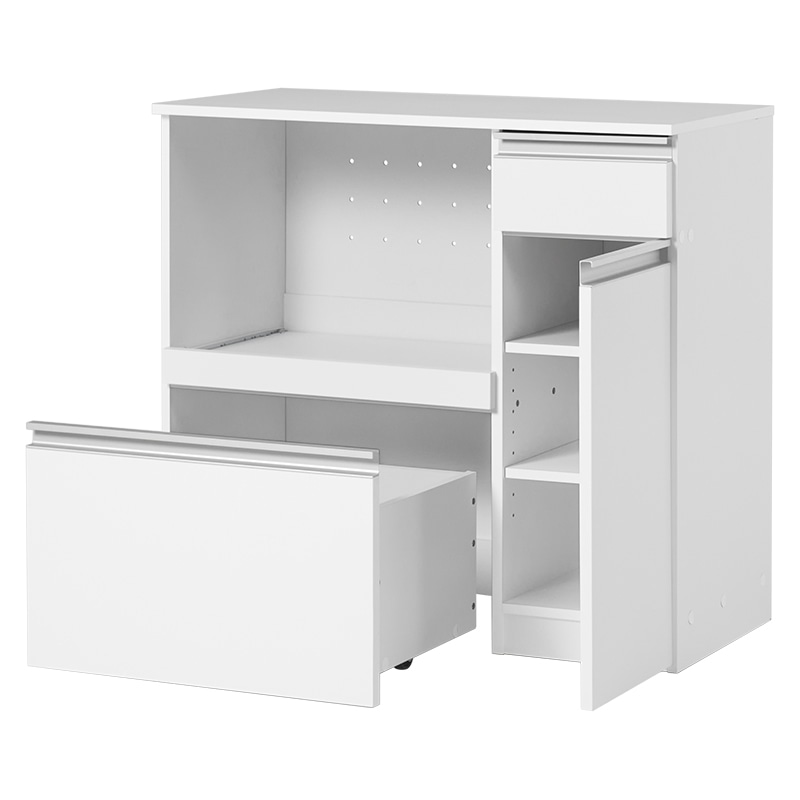 萩原 キッチンカウンター 収納庫タイプ 幅89cm ホワイト VKC-7155WH 1台(ご注文単位1台)【直送品】