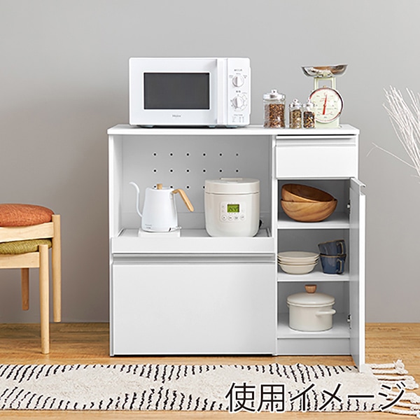 萩原 キッチンカウンター 収納庫タイプ 幅89cm ホワイト VKC-7155WH 1台(ご注文単位1台)【直送品】