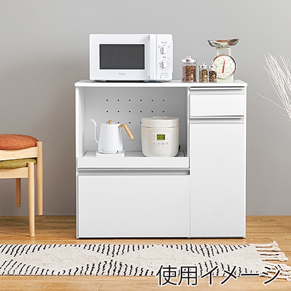 萩原 キッチンカウンター 収納庫タイプ 幅89cm ホワイト VKC-7155WH 1台(ご注文単位1台)【直送品】