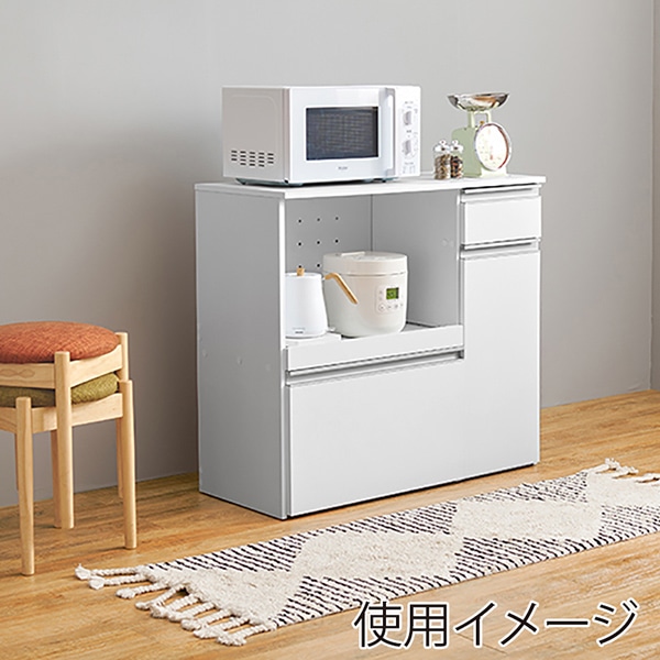 萩原 キッチンカウンター 収納庫タイプ 幅89cm ホワイト VKC-7155WH 1台(ご注文単位1台)【直送品】