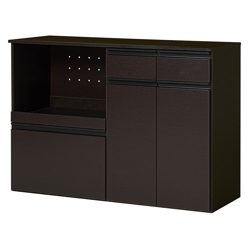 萩原 キッチンカウンター 収納庫タイプ 幅118cm ダークブラウン VKC-7156DBR 1台(ご注文単位1台)【直送品】