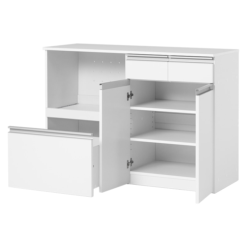 萩原 キッチンカウンター 収納庫タイプ 幅118cm ホワイト VKC-7156WH 1台(ご注文単位1台)【直送品】