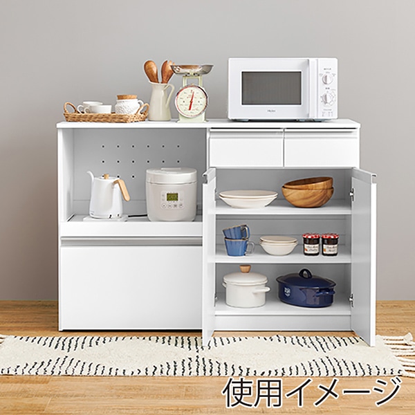 萩原 キッチンカウンター 収納庫タイプ 幅118cm ホワイト VKC-7156WH 1台(ご注文単位1台)【直送品】