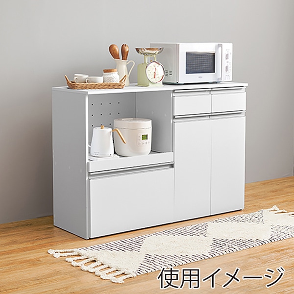 萩原 キッチンカウンター 収納庫タイプ 幅118cm ホワイト VKC-7156WH 1台(ご注文単位1台)【直送品】