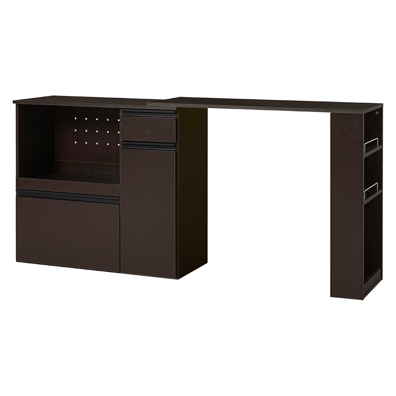 萩原 伸縮式キッチンカウンター 収納庫タイプ ダークブラウン VKC-7155DBROS 1台(ご注文単位1台)【直送品】