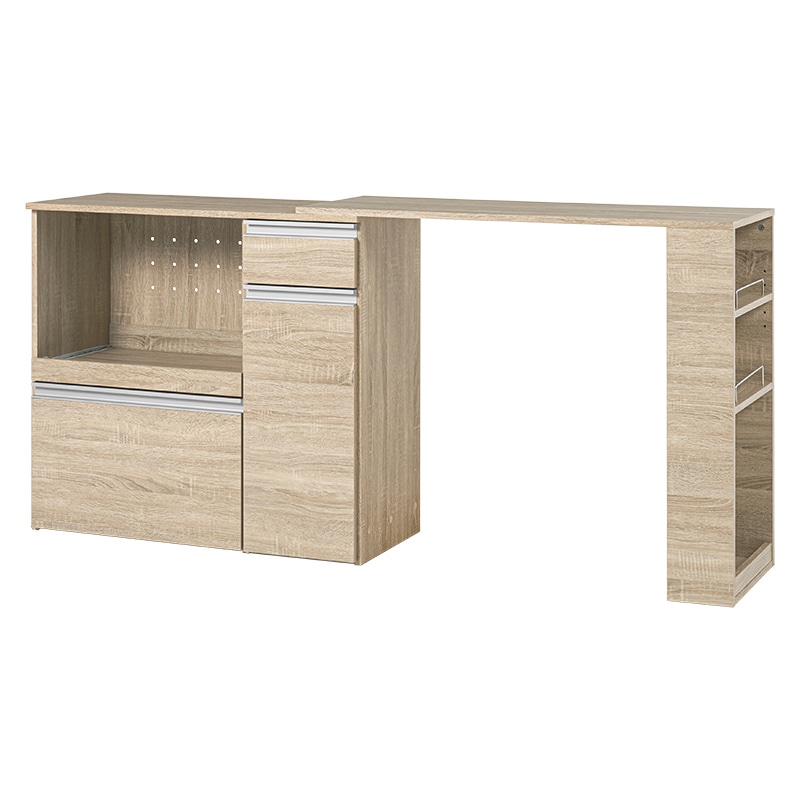 萩原 伸縮式キッチンカウンター 収納庫タイプ ナチュラル VKC-7155NAOS 1台(ご注文単位1台)【直送品】