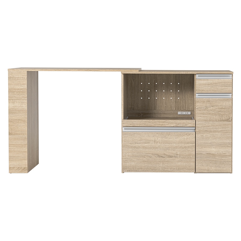 萩原 伸縮式キッチンカウンター 収納庫タイプ ナチュラル VKC-7155NAOS 1台(ご注文単位1台)【直送品】