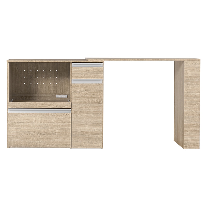 萩原 伸縮式キッチンカウンター 収納庫タイプ ナチュラル VKC-7155NAOS 1台(ご注文単位1台)【直送品】