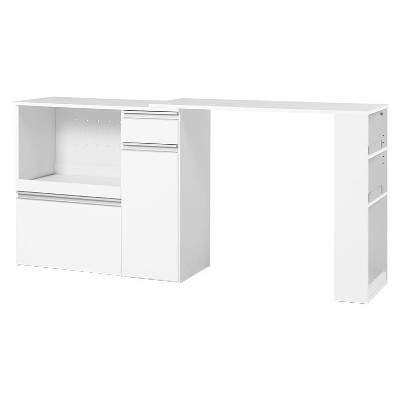 萩原 伸縮式キッチンカウンター 収納庫タイプ ホワイト VKC-7155WHOS 1台(ご注文単位1台)【直送品】