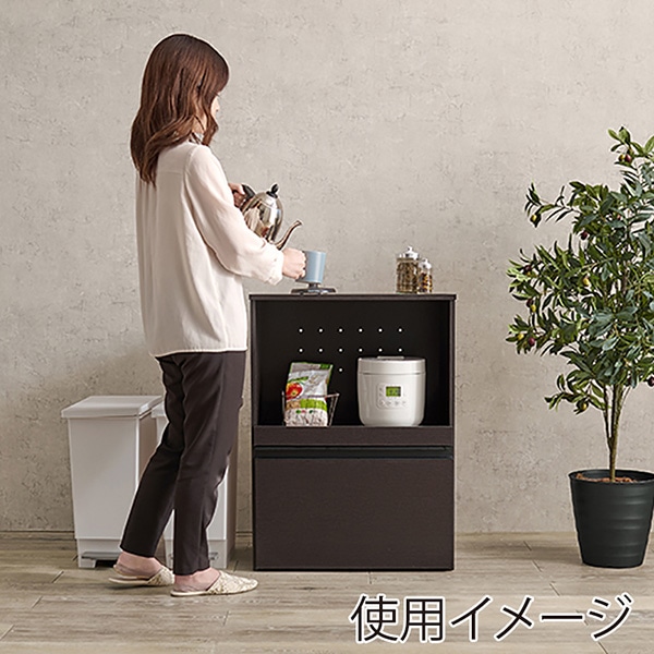 萩原 キッチンカウンター 収納庫タイプ 幅60cm ダークブラウン VKC-7141DBR 1台(ご注文単位1台)【直送品】