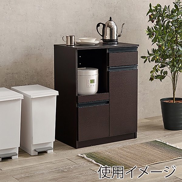萩原 キッチンカウンター 扉収納タイプ 幅60cm ダークブラウン VKC-7142DBR 1台(ご注文単位1台)【直送品】