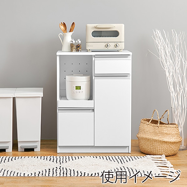 萩原 キッチンカウンター 扉収納タイプ 幅60cm ホワイト VKC-7142WH 1台(ご注文単位1台)【直送品】