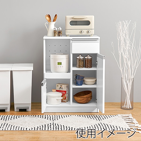 萩原 キッチンカウンター 扉収納タイプ 幅60cm ホワイト VKC-7142WH 1台(ご注文単位1台)【直送品】