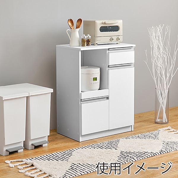 萩原 キッチンカウンター 扉収納タイプ 幅60cm ホワイト VKC-7142WH 1台(ご注文単位1台)【直送品】