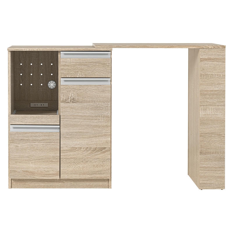 萩原 伸縮式キッチンカウンター　拡張テーブル付 扉収納タイプ　ナチュラル VKC-7142NAOS 1台（ご注文単位1台）【直送品】