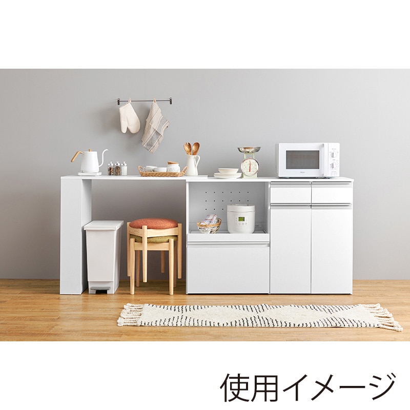 萩原 伸縮式キッチンカウンター 収納庫タイプ ホワイト VKC-7156WHOS 1台(ご注文単位1台)【直送品】