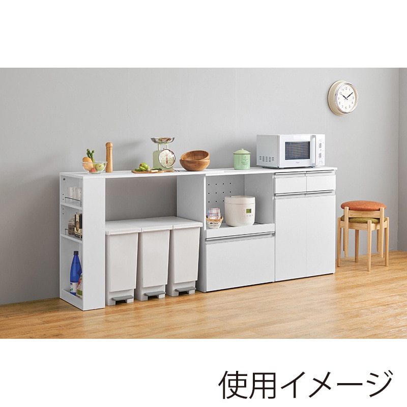 萩原 伸縮式キッチンカウンター 収納庫タイプ ホワイト VKC-7156WHOS 1台(ご注文単位1台)【直送品】
