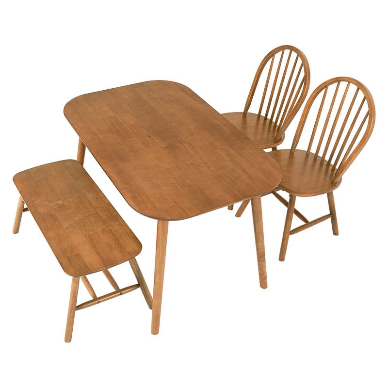 萩原 ウィンザーダイニング 4点セット 角型テーブル ライトブラウン BT-8626-24-25-LBR-4S 1セット(ご注文単位1セット)【直送品】