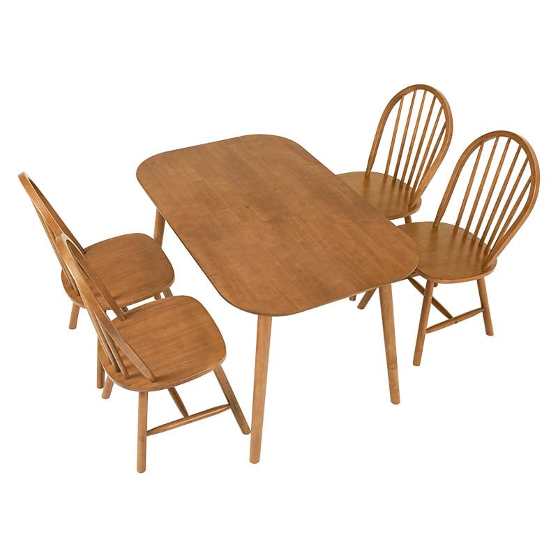 萩原 ウィンザーダイニング 5点セット 角型テーブル ライトブラウン BT-8626-24-LBR-5S 1セット(ご注文単位1セット)【直送品】