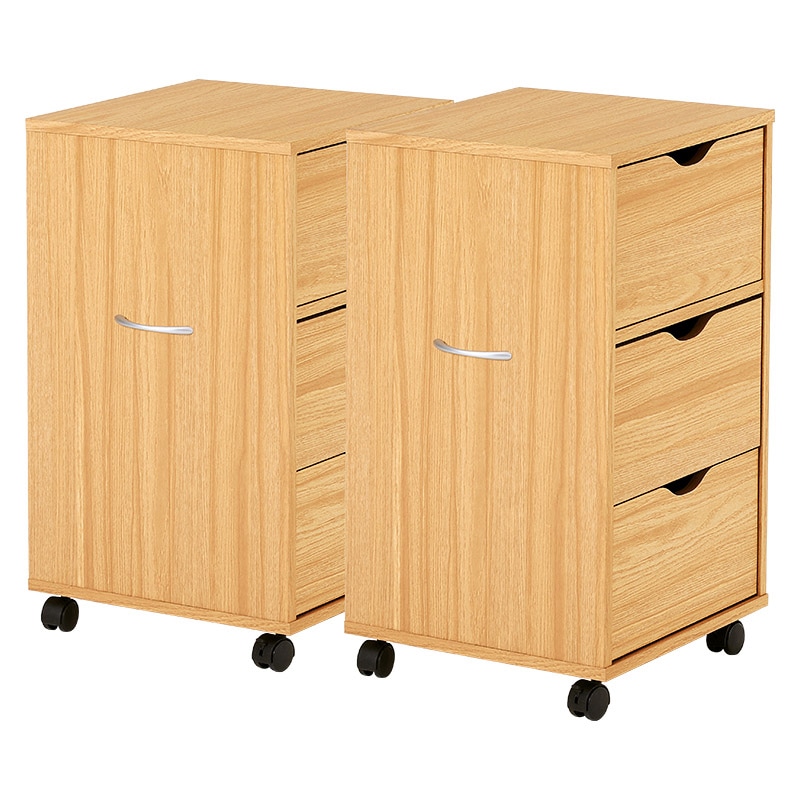 萩原 キャスター付きチェスト 幅40cm ナチュラル RCC-1551NA 1台(ご注文単位1台)【直送品】