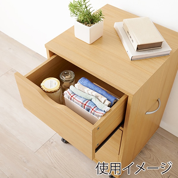 萩原 キャスター付きチェスト 幅40cm ナチュラル RCC-1551NA 1台(ご注文単位1台)【直送品】