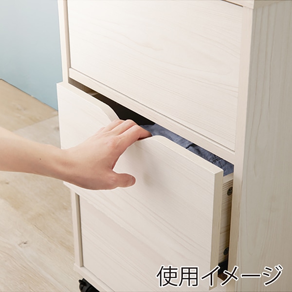 萩原 キャスター付きチェスト 幅40cm ホワイト RCC-1551WS 1台(ご注文単位1台)【直送品】