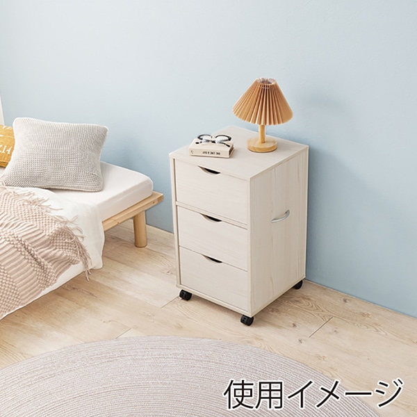 萩原 キャスター付きチェスト 幅40cm ホワイト RCC-1551WS 1台(ご注文単位1台)【直送品】