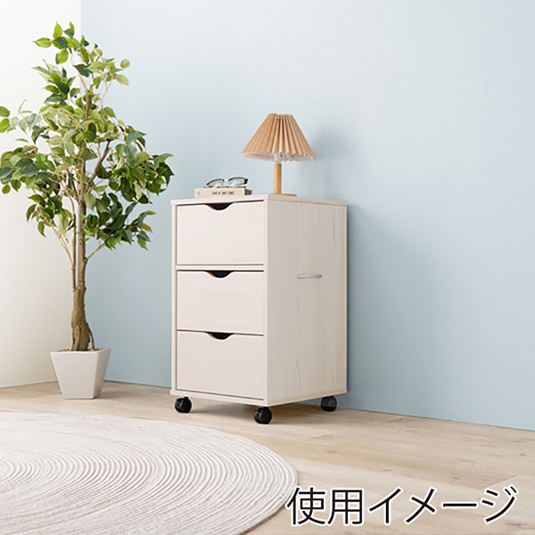 萩原 キャスター付きチェスト 幅40cm ホワイト RCC-1551WS 1台(ご注文単位1台)【直送品】