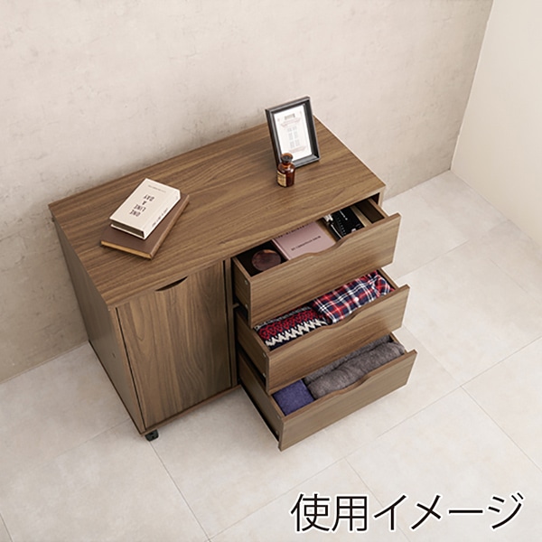 萩原 キャスター付きチェスト 幅80cm ブラウン RCC-1552BR 1台(ご注文単位1台)【直送品】