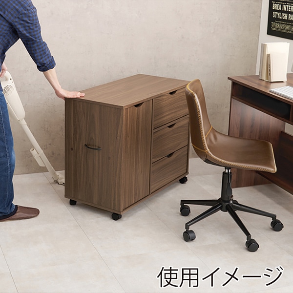 萩原 キャスター付きチェスト 幅80cm ブラウン RCC-1552BR 1台(ご注文単位1台)【直送品】