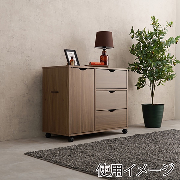 萩原 キャスター付きチェスト 幅80cm ブラウン RCC-1552BR 1台(ご注文単位1台)【直送品】