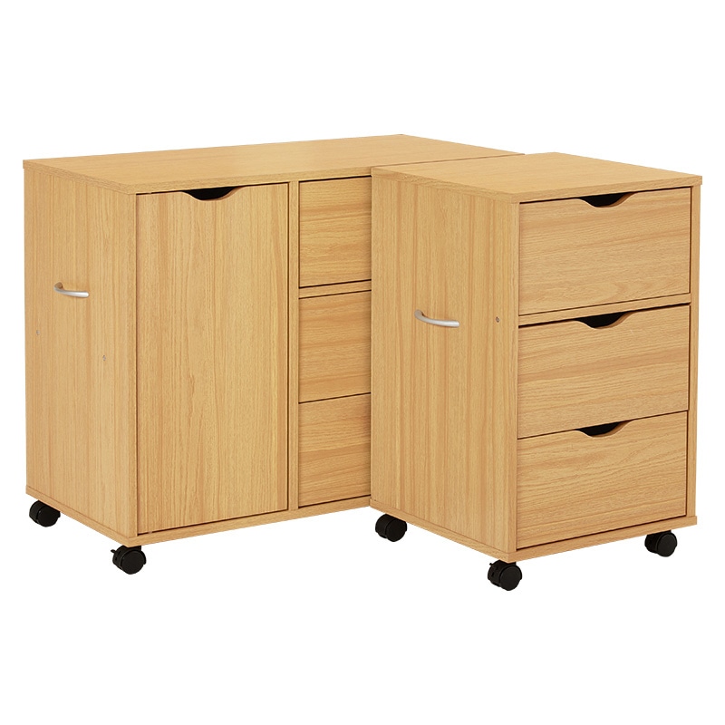 萩原 キャスター付きチェスト　幅80cm ナチュラル RCC-1552NA 1台（ご注文単位1台）【直送品】