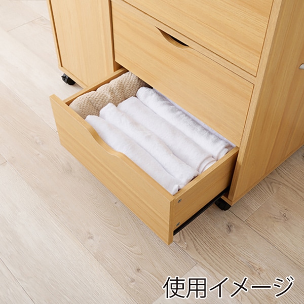 萩原 キャスター付きチェスト　幅80cm ナチュラル RCC-1552NA 1台（ご注文単位1台）【直送品】