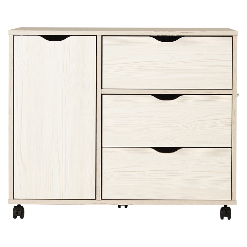 萩原 キャスター付きチェスト 幅80cm ホワイト RCC-1552WS 1台(ご注文単位1台)【直送品】