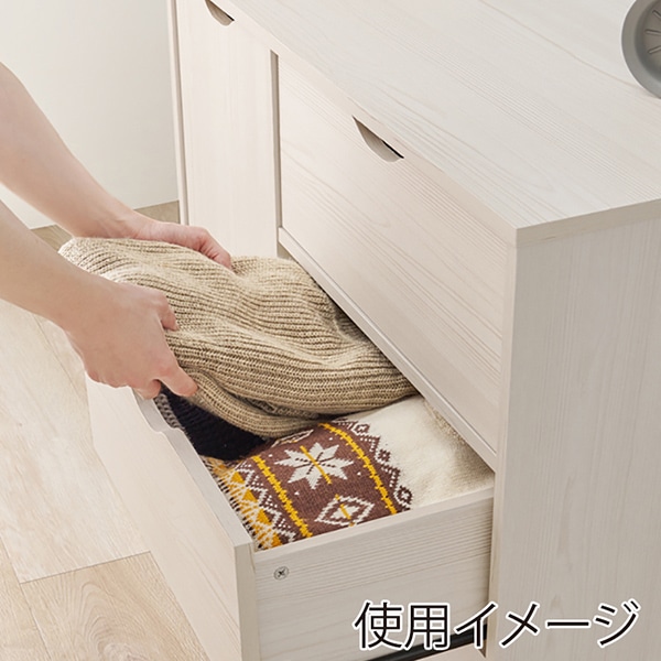 萩原 キャスター付きチェスト 幅80cm ホワイト RCC-1552WS 1台(ご注文単位1台)【直送品】